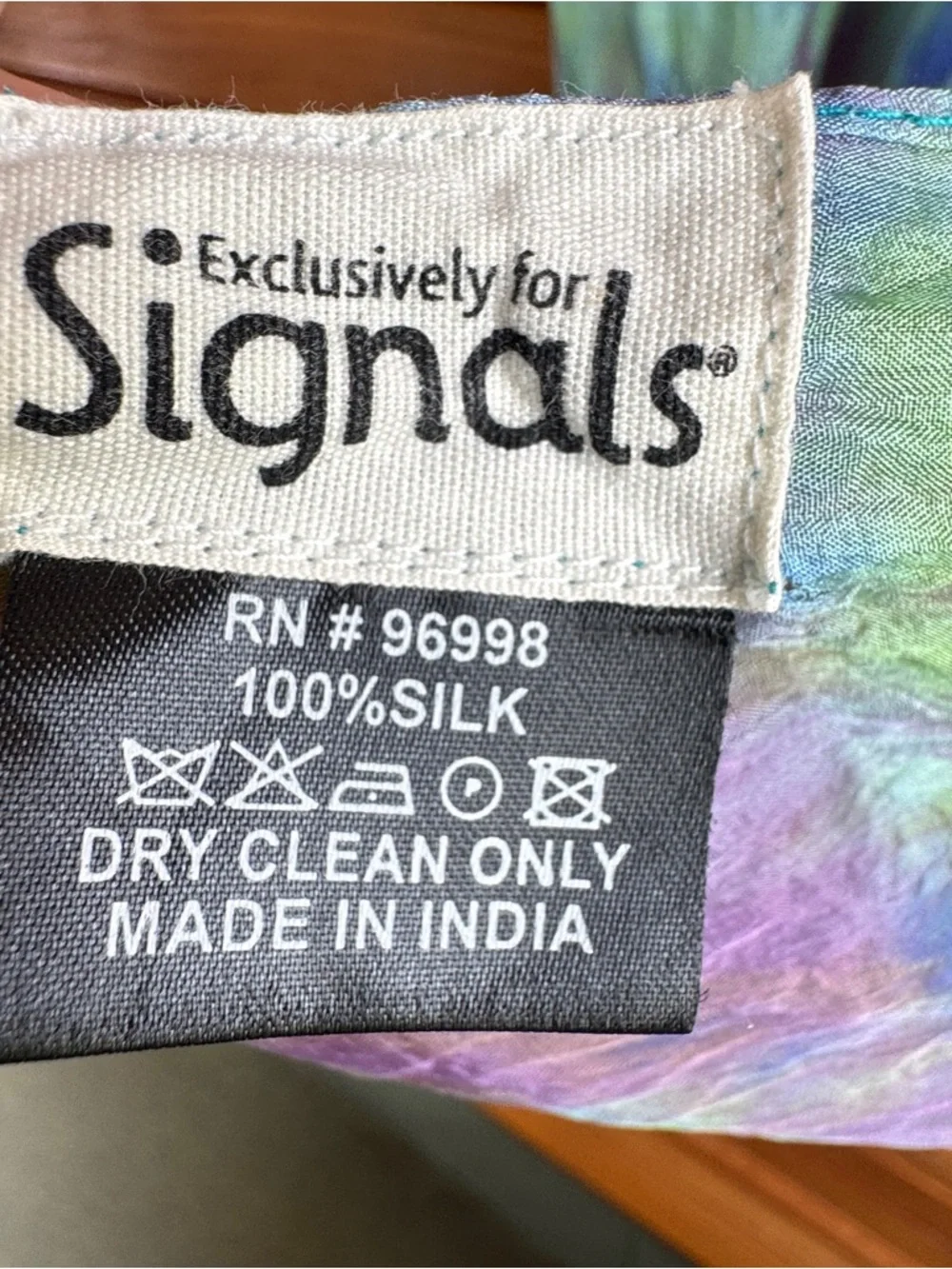 Signals 100% Silk Scarf Watercolor Tie Dye 76x21 Long Wrap Shawl Multicolor